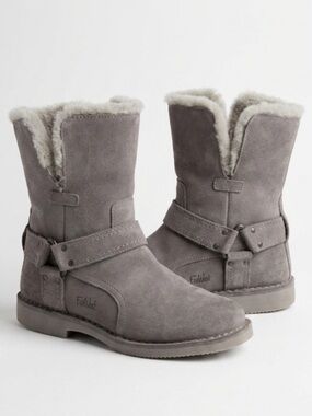 FarWest Grey Suede Faux Fur Lined Cozy Winter Boots